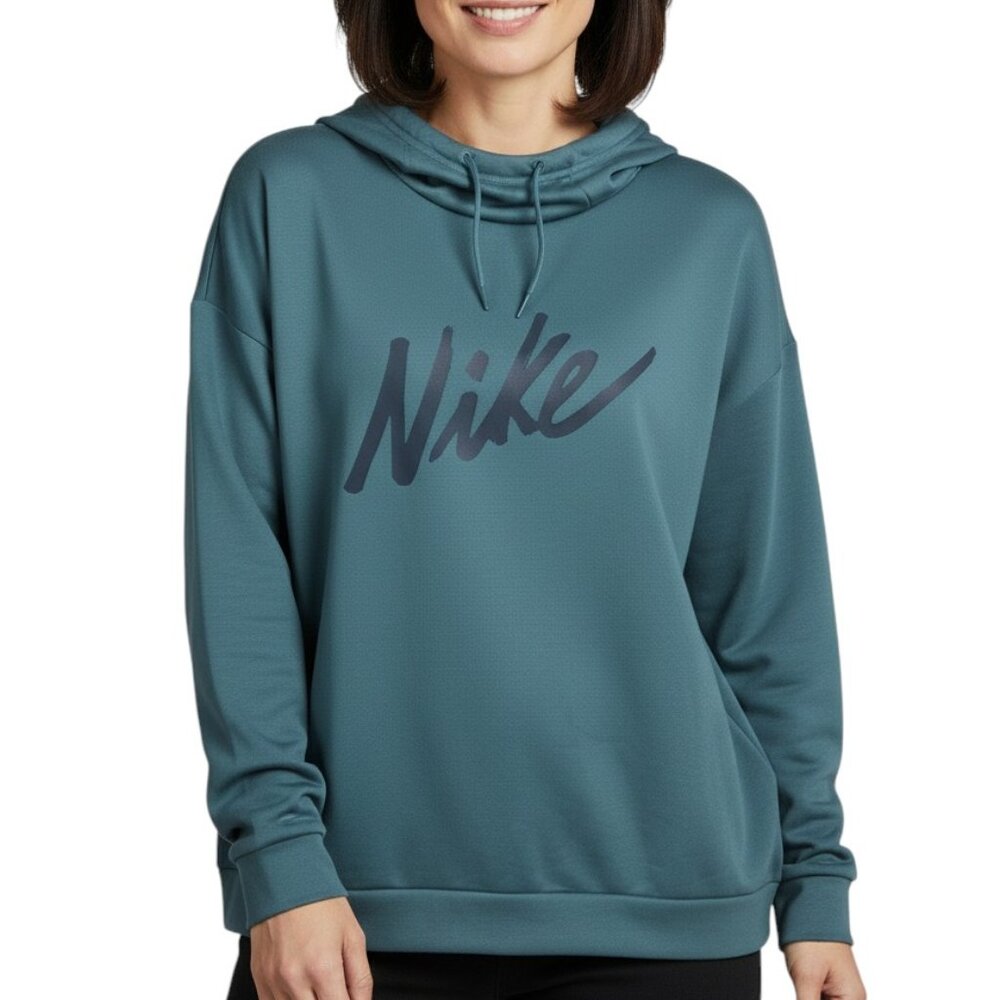 Nike Therma Soft Fleece Teal Pullover Hoodie Women’s XL Loose Fit Sweatshirt